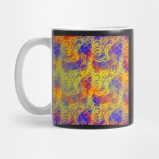 Yellow Red and Blue Abstract Swirls Mug